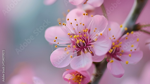 Soft Pink Cherry Blossom Close-Up with Blurred Background