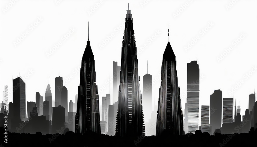 Modern City Skyline on white background. Real estate business concept.