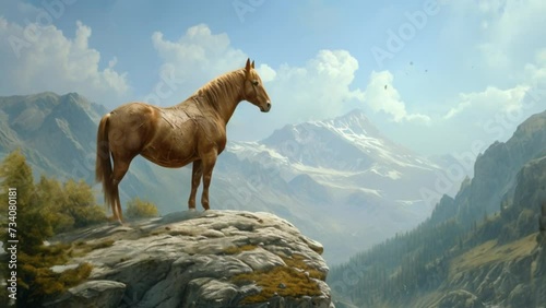 footage of a horse on a mountain