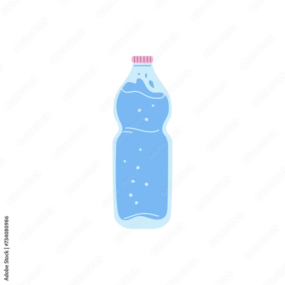 Water in bottle, vector illustration in flat cartoon style isolated on white