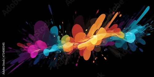 Abstract multi-colored splash of colors on a black background