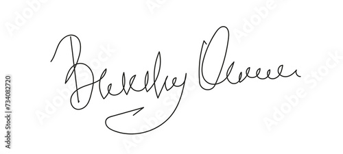 Hand signature on documents on a transparent background. Fake handwritten signature1 photo