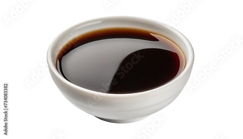 Soy sauce in a bowl. Isolated on a transparent background.