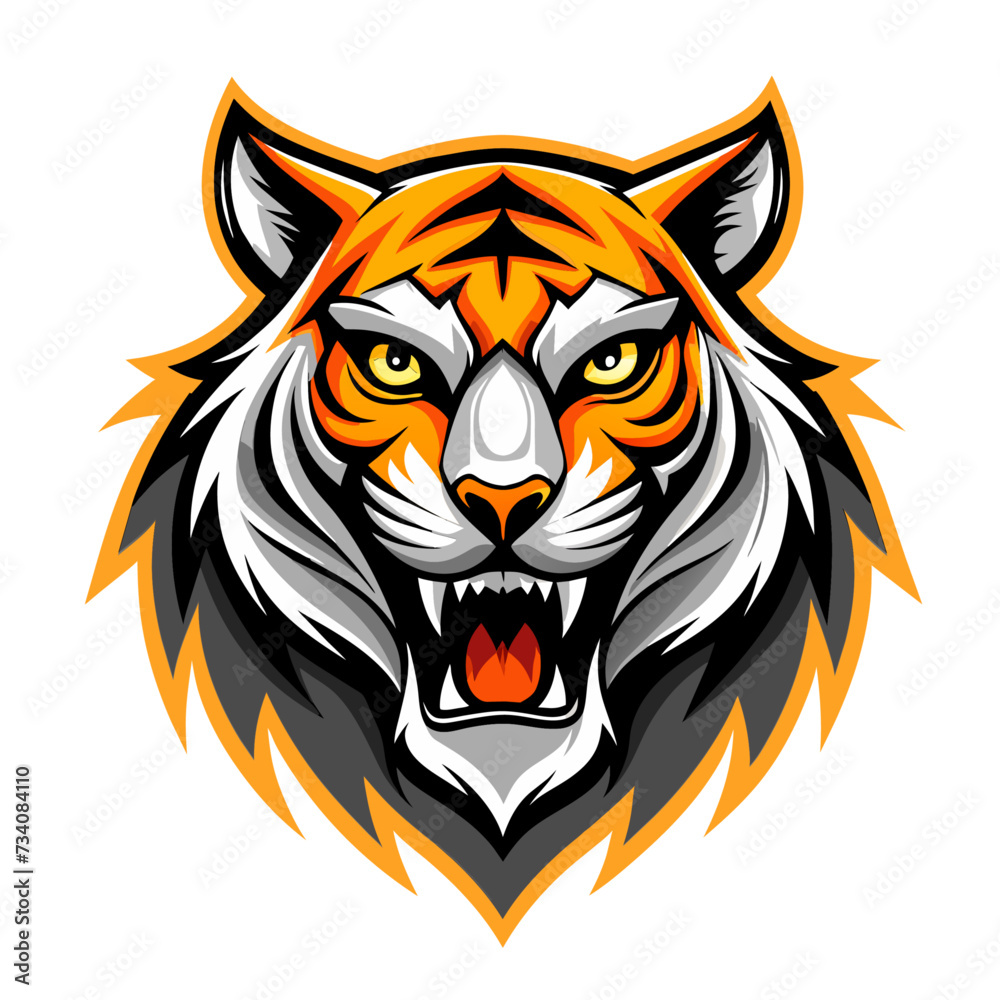Tiger head logo vector isolated on white