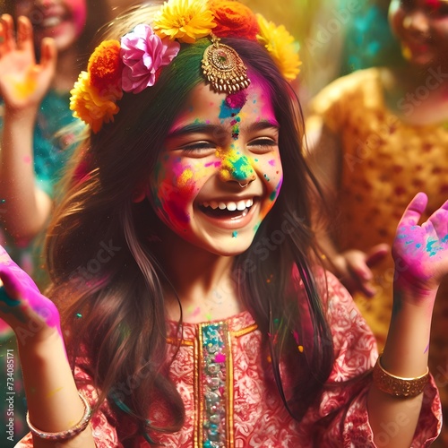 festival of colors. girl at the festival of colors