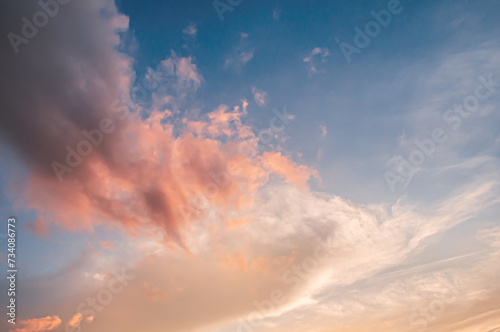 sunset sky with soft colorful clouds