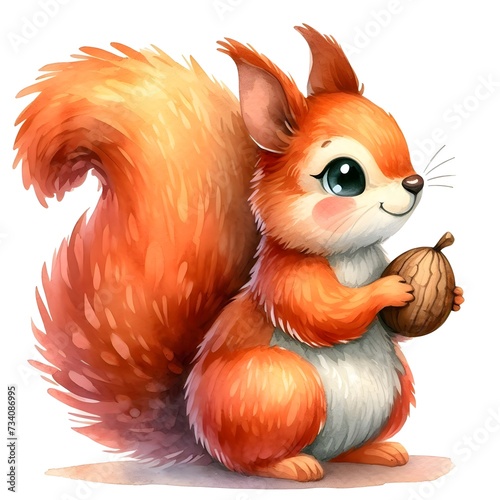 watercolor illustration of squirrel