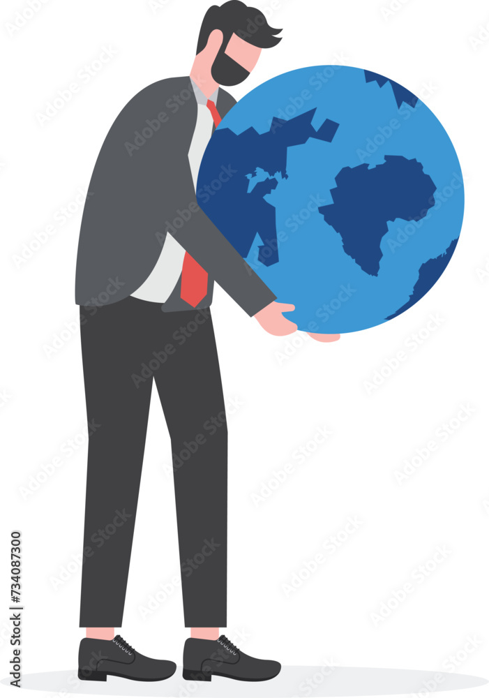 Businessman holding globe. Concept people and earth vector illustration
Businessman holding globe. Concept people and earth vector illustration