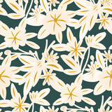 Seamless pattern  with flowers in doodle style. Vector illustration.