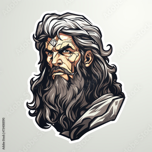 Illustration of a Majestic Bearded Wizard Character