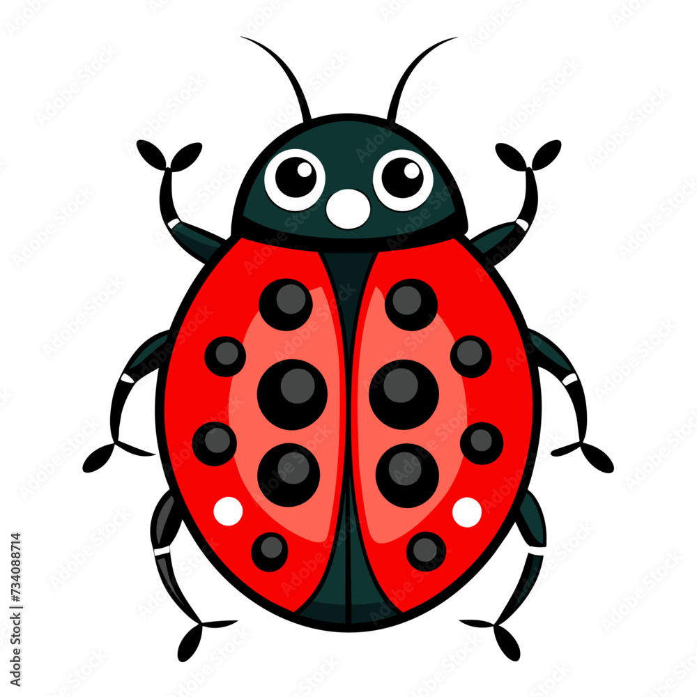 Cheerful Ladybug Illustration Delightful Artwork of the Tiny Beetle Cheerful Ladybug Illustration Delightful Artwork of the Tiny Beetle