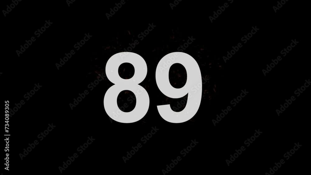 Number 89 on fire with alpha channel, number eighty nine Number 89 on fire with alpha channel, number eighty nine