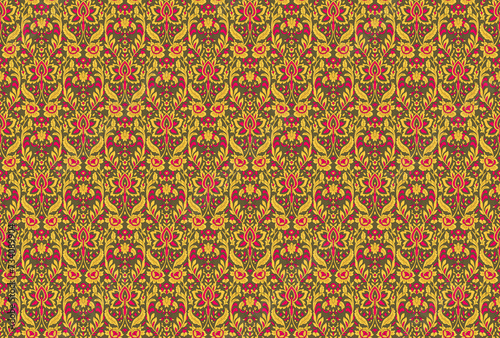 Digital seamless pattern block print batik. Seamless pattern with mandala ornament. Traditional Arabic  Indian motifs. Great for fabric and textile  wallpaper  packaging or any desired idea.