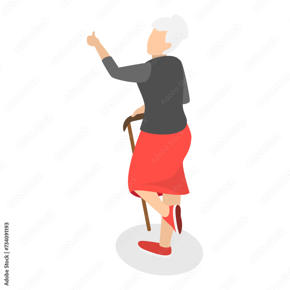 3D Isometric Flat Vector Illustration of Happy Seniors, Retired Dancers. Item 2 3D Isometric Flat Vector Illustration of Happy Seniors, Retired Dancers. Item 2