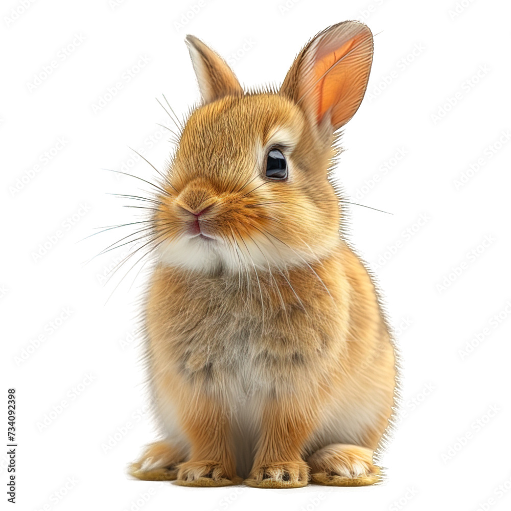 Obraz premium cute easter bunny isolated on transparent background ,generative ai