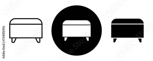 Footstool outline icon collection or set. Footstool Thin vector line art