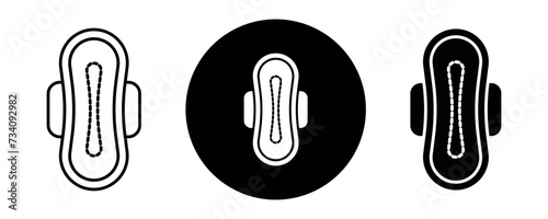 Sanitary pad outline icon collection or set. Sanitary pad Thin vector line art photo