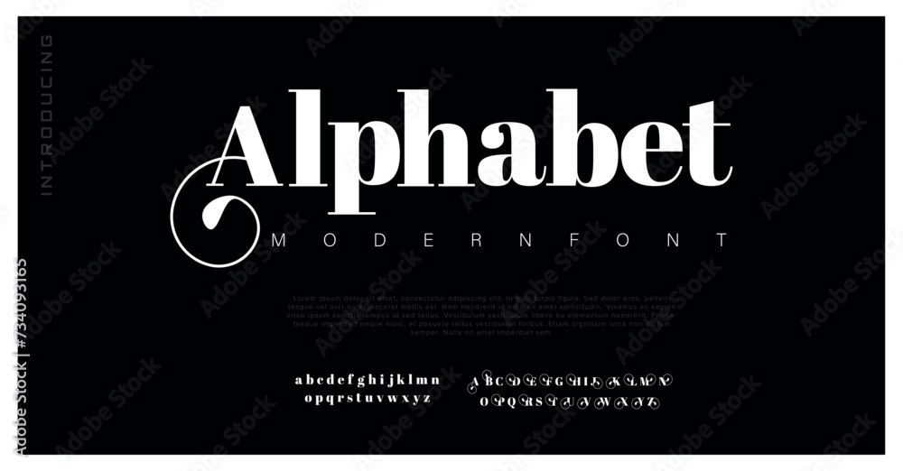 Alphabet Elegant alphabet letters font and number. Classic Lettering Minimal Fashion Designs. Typography modern serif fonts regular uppercase lowercase and numbers. vector illustration