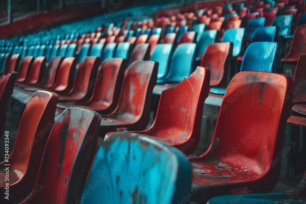 Fototapeta premium empty football chairs fancy stadium
