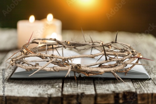 Crown of thorns, death and resurrection symbol of Jesus Christ