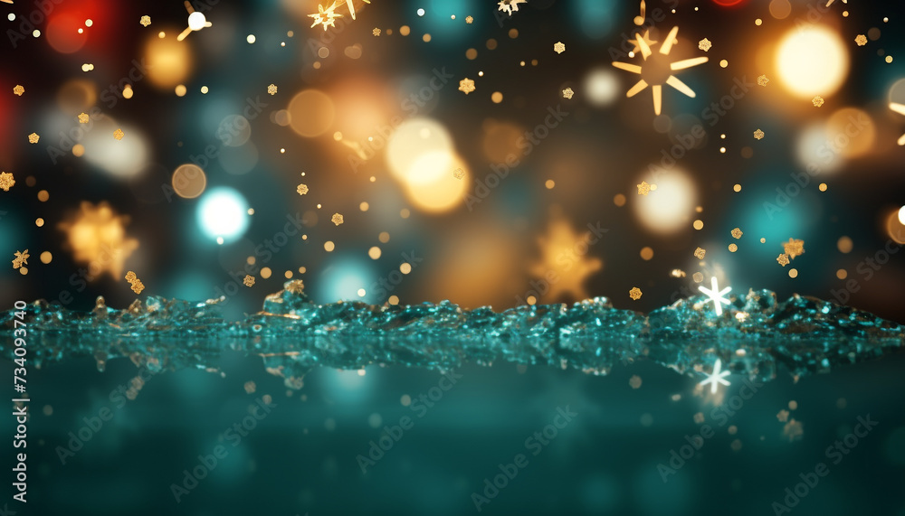 Shiny blue backdrop illuminated with bright celebration lights generated by AI Shiny blue backdrop illuminated with bright celebration lights generated by AI
