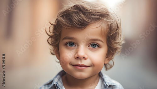Portrait of a cute  charming kid looking forward.