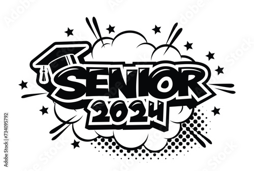 Lettering Class of 2024 for greeting, invitation card. Text for graduation design, congratulation event, T-shirt, party, high school or college graduate. Vector on transparent background