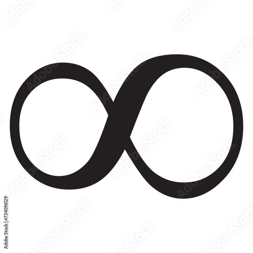 infinity symbol black - simple with discontinuation - isolated - vector