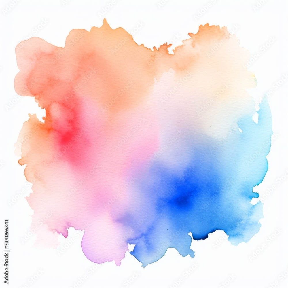 Abstract colors colorful color painting illustration - watercolor splashes, isolated on square white background