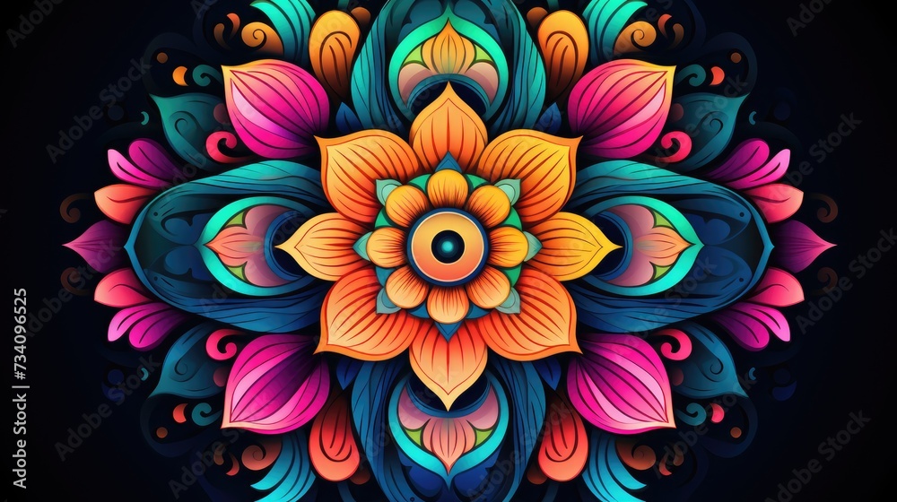 colorful mandala on black background colorful mandala on black background