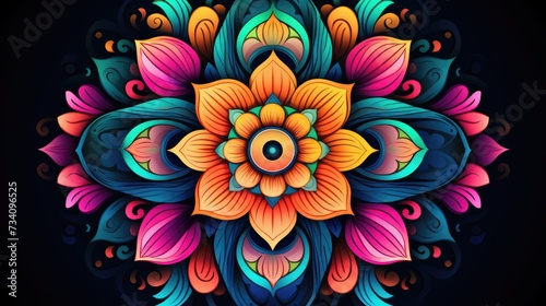 colorful mandala on black background  © Ilmi
