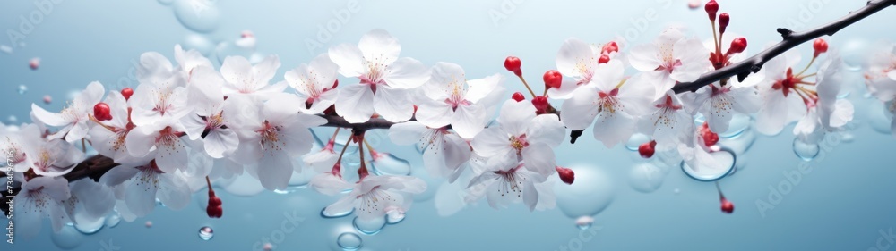 blossoms against clear sky. a pink cherry blossom against a blue sky blossoms against clear sky. a pink cherry blossom against a blue sky