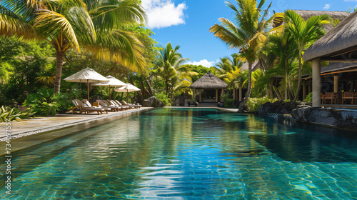 Luxury Tropical Vacation. Spa, Swimming Pool, Mauritius. © Creative