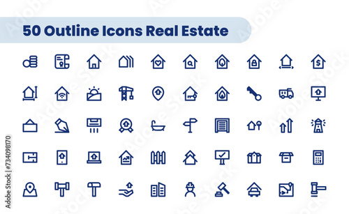 Outline web icons set - Real Estate