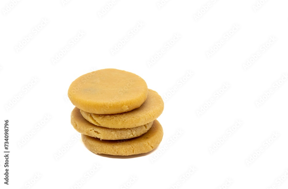 Peda or Pera Indian Sweets Isolated on White Background with Copy Space Peda or Pera Indian Sweets Isolated on White Background with Copy Space