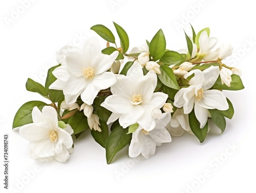 White flowers of jasmine isolated on a white background © Generative Ai