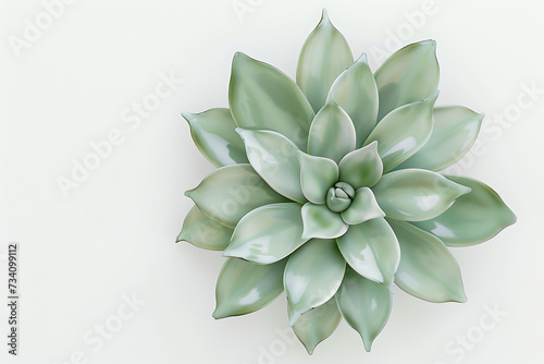 photo of a green succulent on a white background in t