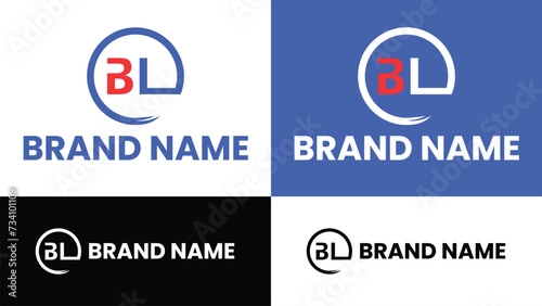 BL B L Logo Design Made of Letters with Circle and Background.