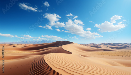 Arid Africa Majestic sand dunes ripple in tranquil, remote beauty generated by AI