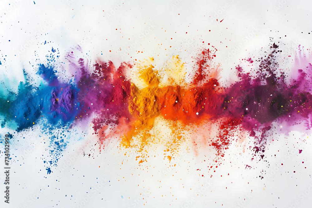 rainbow color powder on a white background in the sty