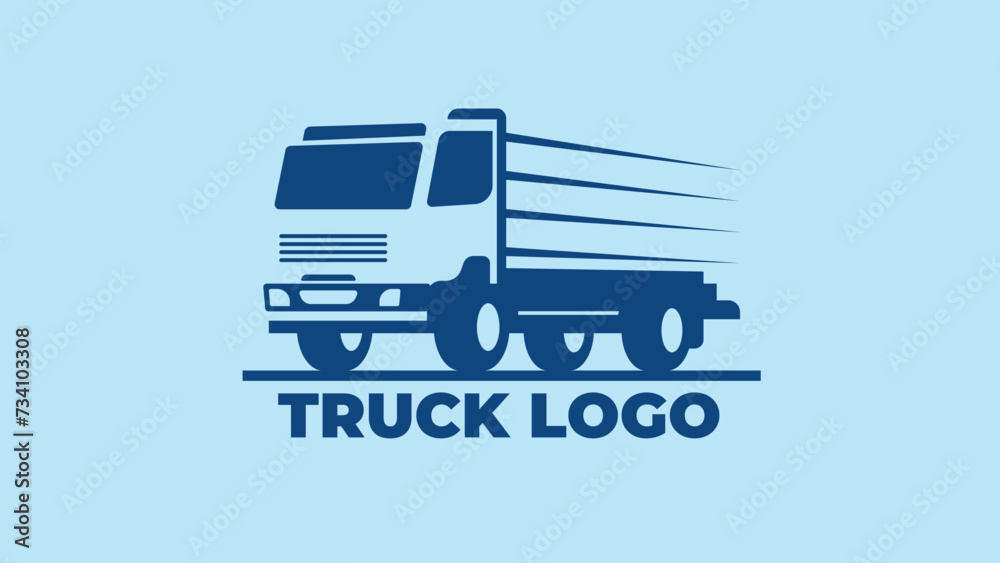 Logo with truck on background, monochrome style Logo with truck on background, monochrome style