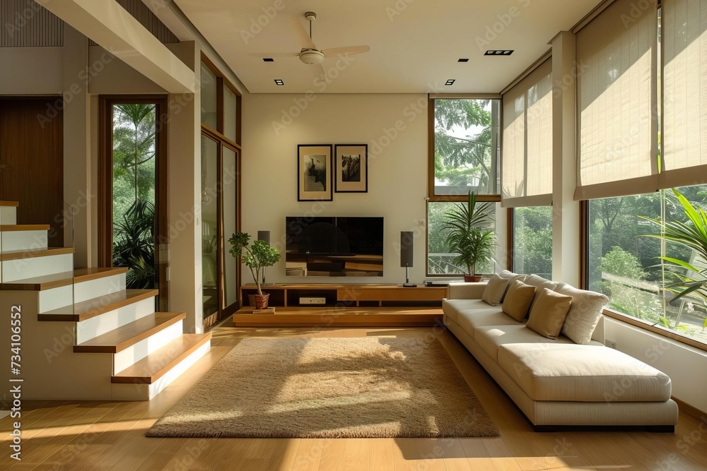 Zen-inspired living room with minimalistic design and peaceful ambiance Zen-inspired living room with minimalistic design and peaceful ambiance