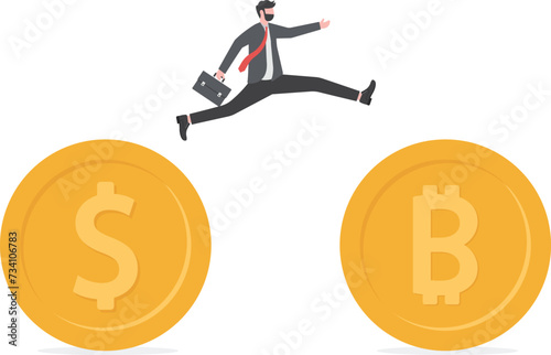 Business people jumping to look for investment. invest and profitability concept

