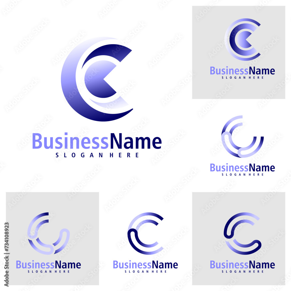 Set of Letter C logo design vector. Creative Initial C logo concepts template