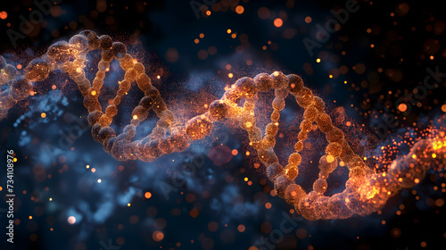 Digital DNA Helix in Orange Glow photo
