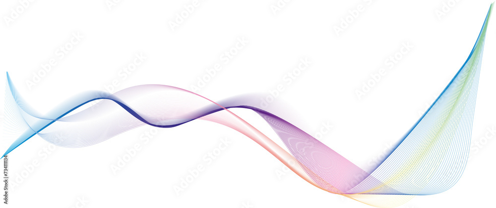 Abstract rainbow wave on a transparent background for web design, presentation design, web banners. Design element