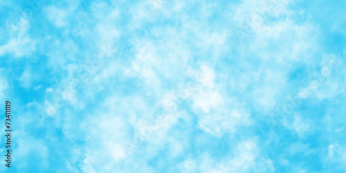 there are small and large clouds alternating and moving slowly on blue sky, Horizon Spring Morning Sky with clouds, fresh and clear Blue sky and white clouds floated in the sky.