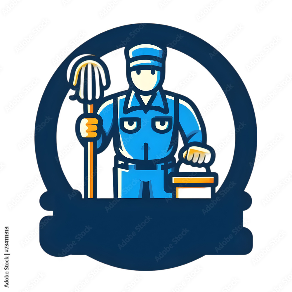Janitorial Service Logo On A Transparent Background Illustration Art Generative AI.