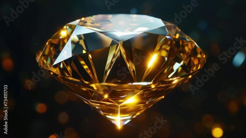 A beautiful shiny diamond on a black background. Perfect for jewelry advertisements or luxury-themed designs