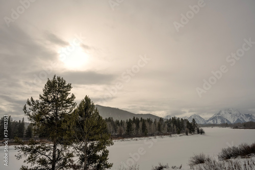Mt Moran & Oxbow Lake in winter; Grand Teton NP; Wyoming photo